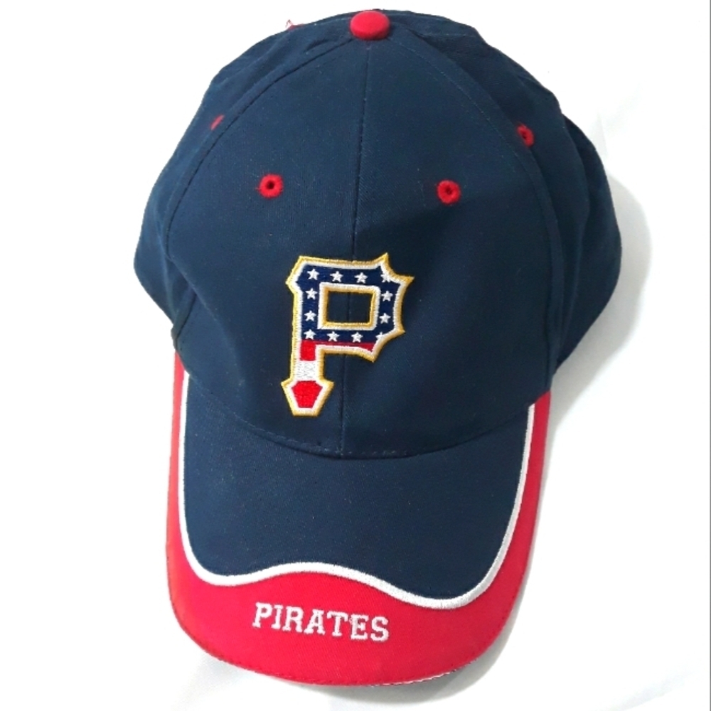 Pittsburgh Pirates MLB Vintage Hat Unisex Navy and Red Cap Cotton One Size